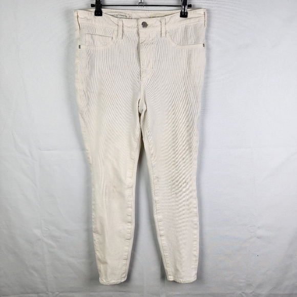 Pilcro Jeans Womens 30 Ivory Corduroy Cotton Blend High Rise Skinny Anthropologi - Picture 1 of 10
